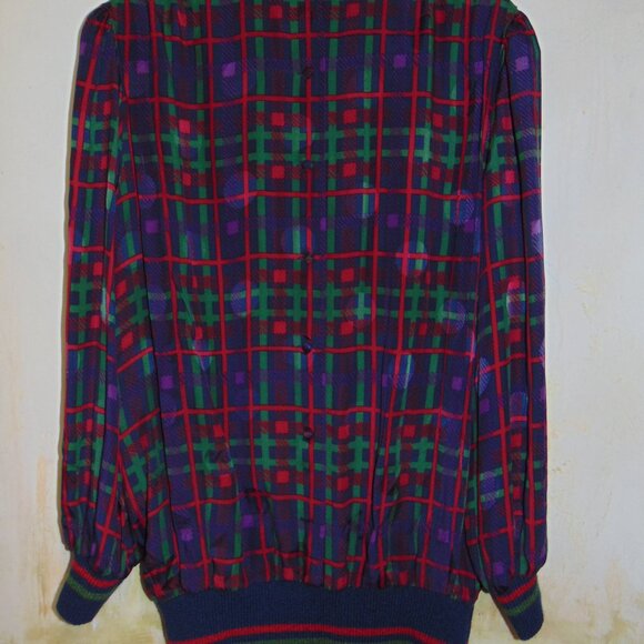 Vintage Anne Crimmins For Umi Collections Blouse Silk Abstract Geometric 10 Boho - Picture 8 of 12